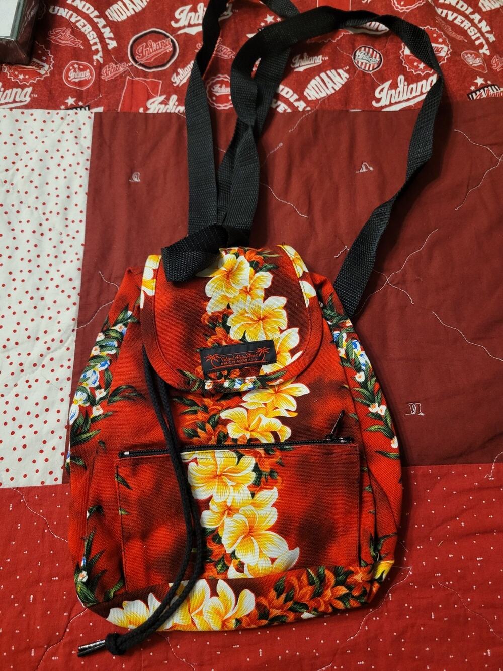 Island Aloha Wear RED Floral Mini Backpack Hawaii Adjustable